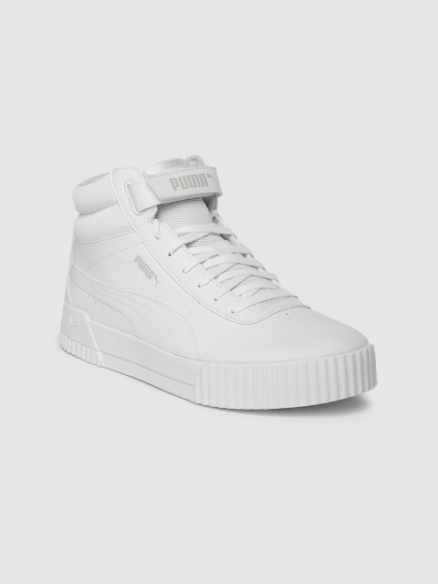 

Puma Women White Solid Carina Mid Mid-Top Sneakers