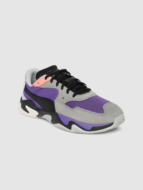

Puma Unisex Grey & Purple Colourblocked Storm Loud Sneakers