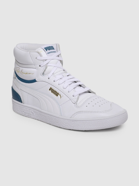 

Puma Unisex White Solid Leather Ralph Sampson Mid Mid-Top Sneakers