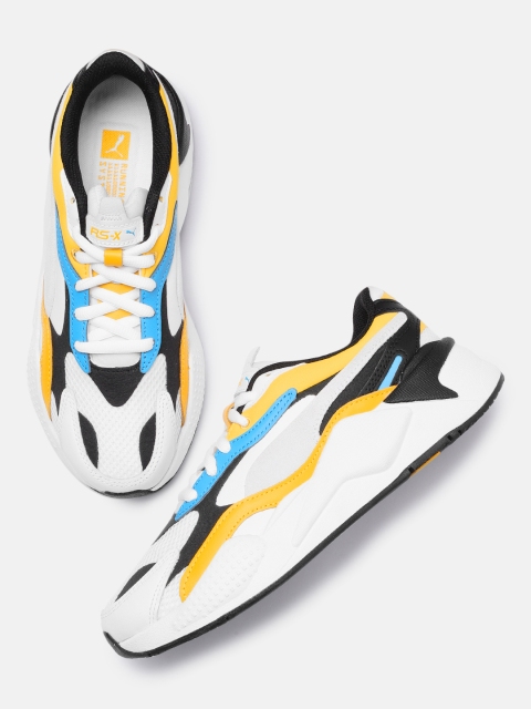 

Puma Unisex White & Yellow Colourblocked Sneakers