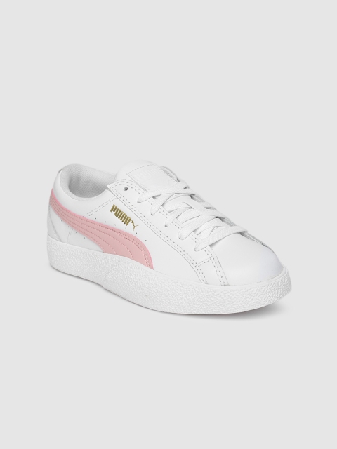 

Puma Women White & Pink Solid Love Leather Sneakers