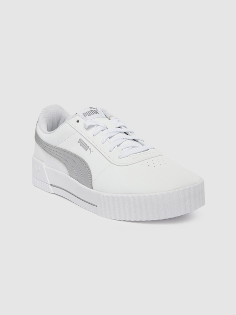 

Puma Women White Solid Synthetic Leather Carina Meta 20 Mid-Top Sneakers