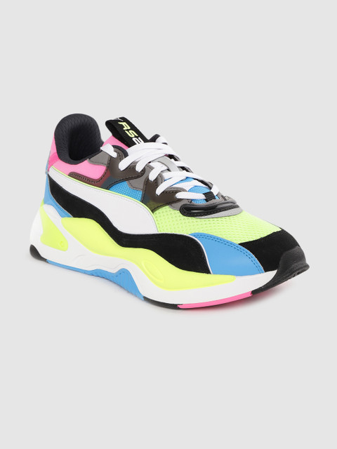 

Puma Unisex Fluorescent Green & Blue Colourblocked RS-2K Internet Exploring Sneakers