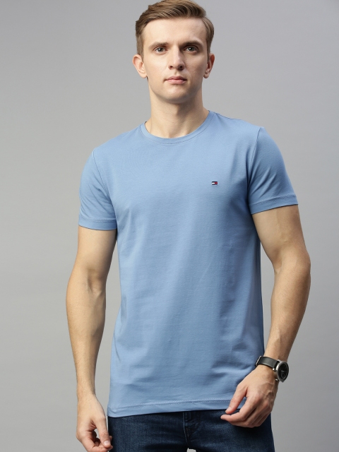 

Tommy Hilfiger Men Blue Slim Fit Solid Round Neck T-shirt