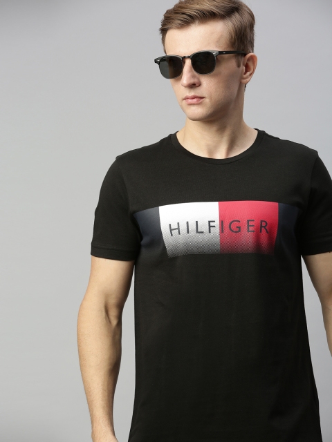 

Tommy Hilfiger Men Black Brand Logo Printed Round Neck T-shirt