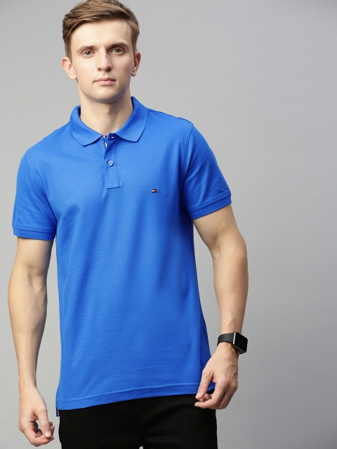 

Tommy Hilfiger Men Blue Slim Fit Solid Polo Collar T-shirt
