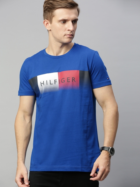 

Tommy Hilfiger Men Blue Printed TH COOL Round Neck T-shirt