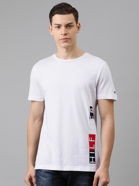 

Tommy Hilfiger Men White Placement Printed Round Neck Pure Cotton T-shirt