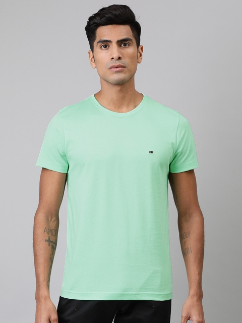 

Tommy Hilfiger Men Green Solid Round Neck T-shirt