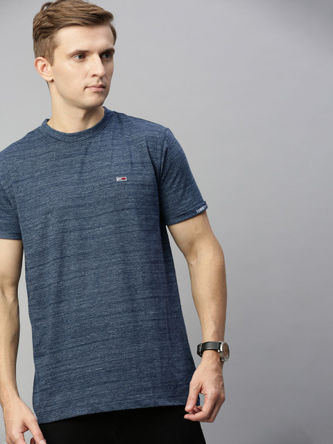 

Tommy Hilfiger Men Navy Blue Melange Solid Round Neck T-shirt