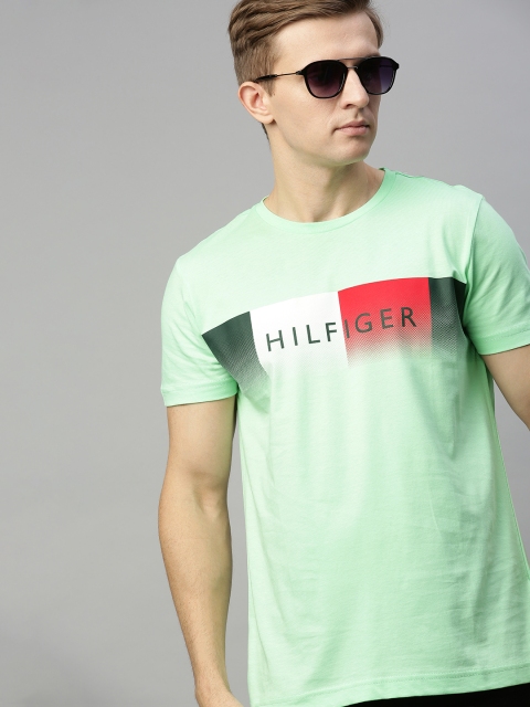 

Tommy Hilfiger Men Sea Green Printed Round Neck T-shirt