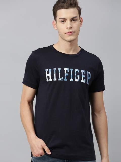 

Tommy Hilfiger Men Navy Blue Printed Round Neck Organic Cotton T-shirt