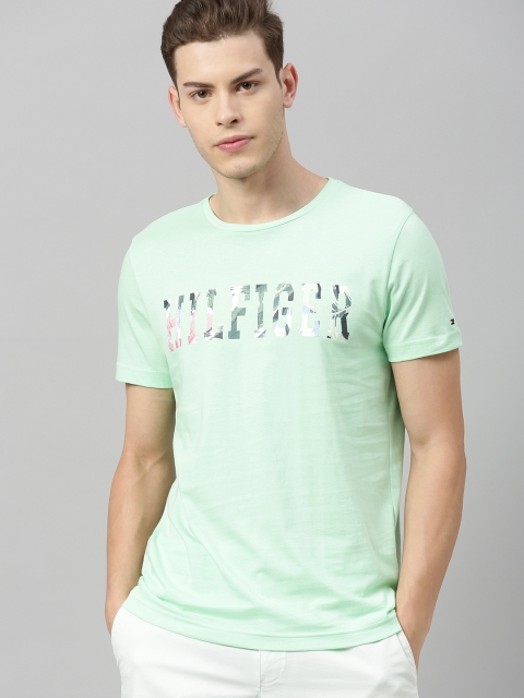 

Tommy Hilfiger Men Sea Green Printed Round Neck T-shirt