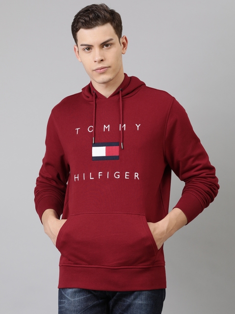 

Tommy Hilfiger Men Red Embroidered Hooded Sweatshirt