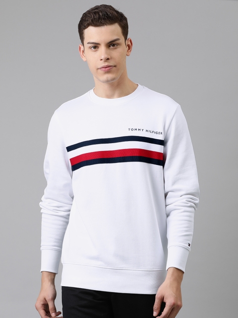 

Tommy Hilfiger Men White & Black Striped Sweatshirt