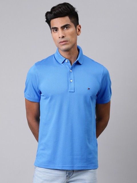 

Tommy Hilfiger Men Blue Slim Fit Solid Polo Collar T-shirt