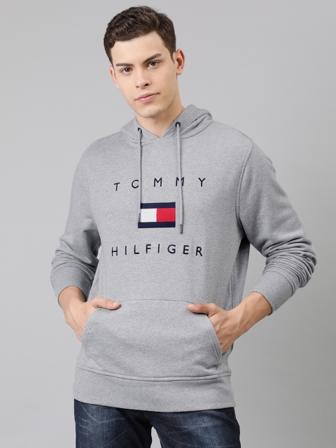 

Tommy Hilfiger Men Grey Embroidered Hooded Sweatshirt