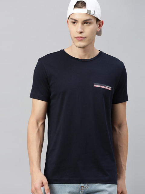 

Tommy Hilfiger Men Navy Blue Printed Round Neck T-shirt