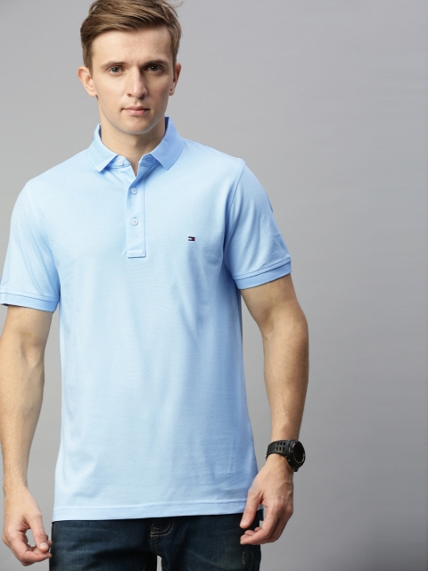 

Tommy Hilfiger Men Blue Solid Slim Fit Polo Collar T-shirt