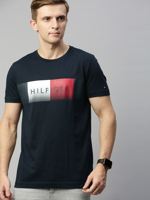 

Tommy Hilfiger Men Navy Blue Printed Round Neck T-shirt