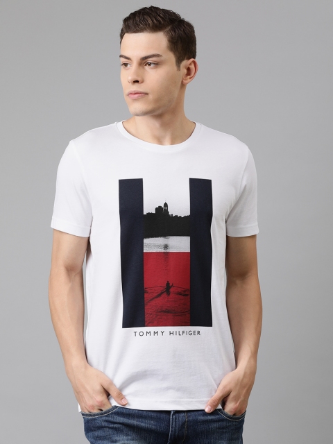 

Tommy Hilfiger Men White Printed Round Neck Organic Cotton T-shirt