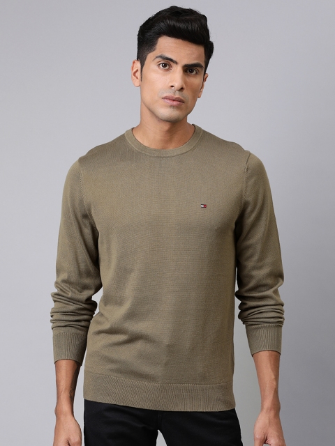 

Tommy Hilfiger Men Olive Green Solid Pullover Sweater