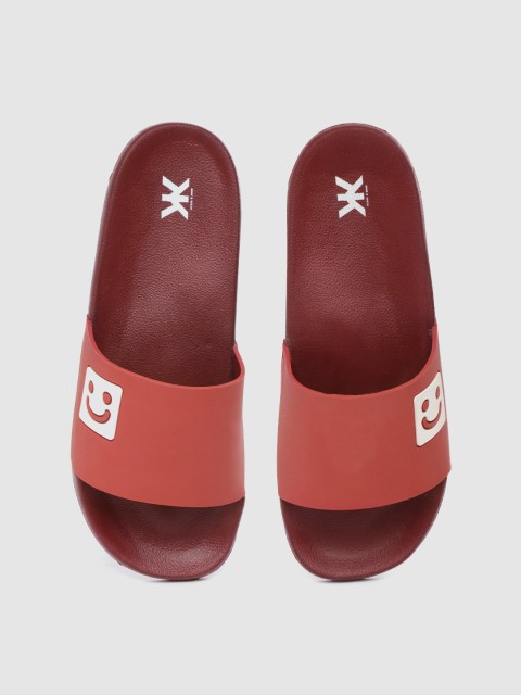 

Kook N Keech Men Brick Red & Maroon Solid Sliders