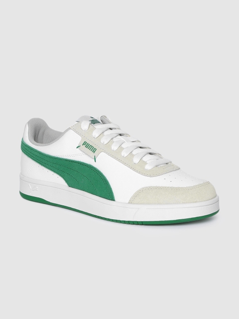 

Puma Unisex White & Green Court Legend Lo Leather Sneakers