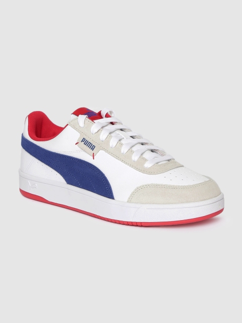 

Puma Unisex White & Blue Court Legend Lo Leather Sneakers