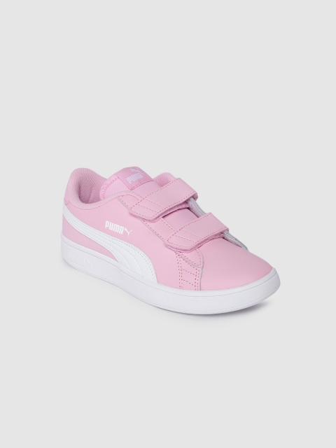 

Puma Boys Pink & White Colourblocked Smash Sneakers