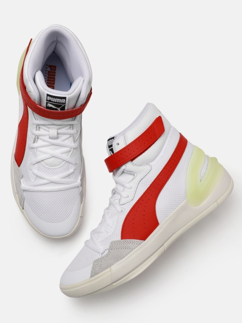 

PUMA Hoops Unisex White & Red Sky Modern Mesh Basketball Shoes