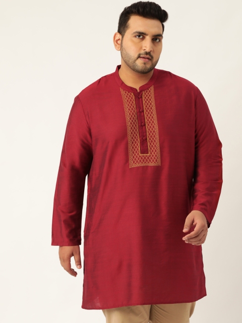 

Sztori Men Maroon Plus Size Yoke Design Straight Kurta