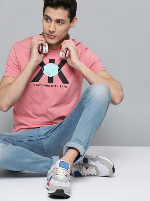 

Kook N Keech Unisex Pink & Black Brand Logo Printed Round Neck T-shirt