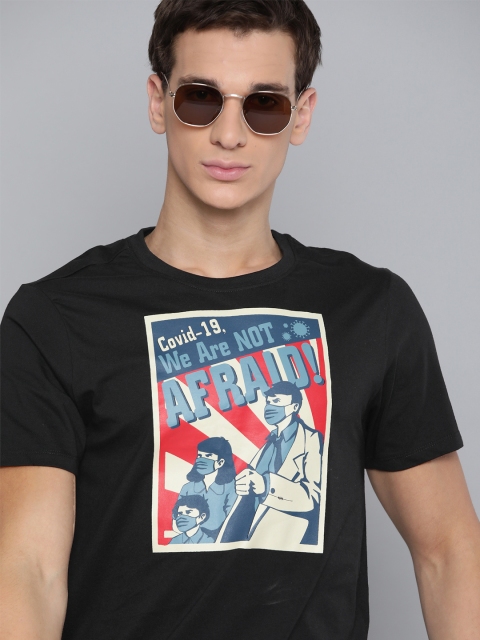 

Kook N Keech Unisex Black & Blue Pure Cotton Printed Round Neck T-shirt