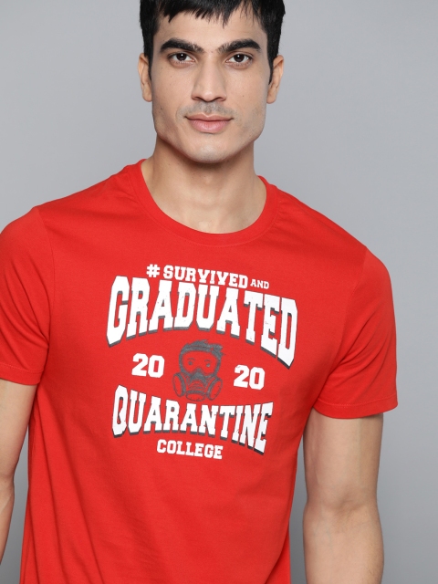 

Kook N Keech Unisex Red & White Printed Round Neck T-shirt
