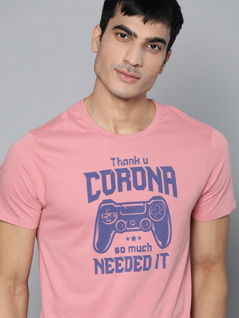 

Kook N Keech Unisex Pink & Blue Printed Round Neck T-shirt