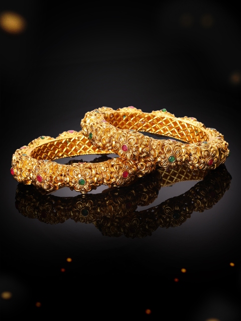 

Rubans Set of 2 22K Gold-Plated Red & Green Handcrafted Bangles