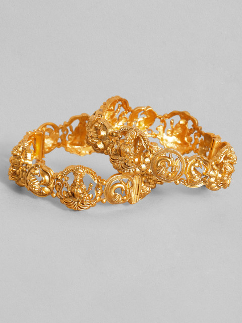 

Rubans Set of 2 22K Gold-Plated Devine Lakshmi Tradional Handcrafted Bangles
