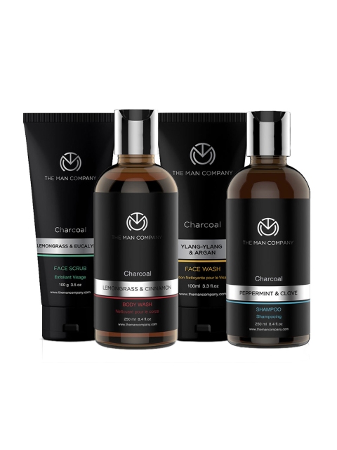 

THE MAN COMPANY Men Anti-Pollution Charcoal Shampoo + Body Wash + Face Scrub + Face wash, Black