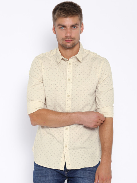 

Jack & Jones Beige Printed Casual Shirt