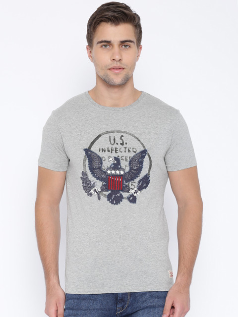 

Jack & Jones Grey Melange Printed T-shirt