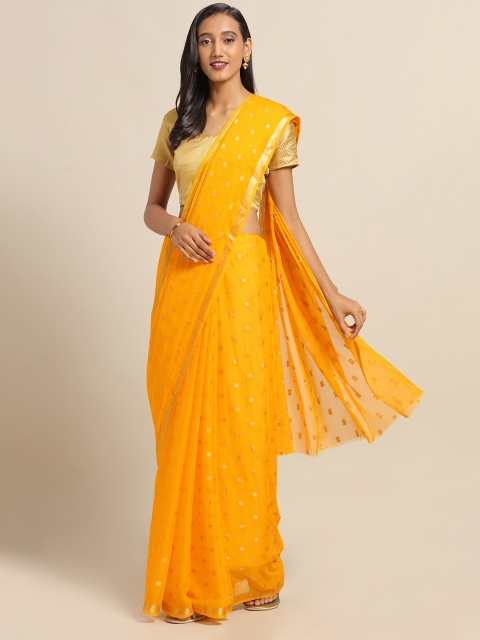 

Saree mall Yellow Woven Design Poly Chiffon Saree