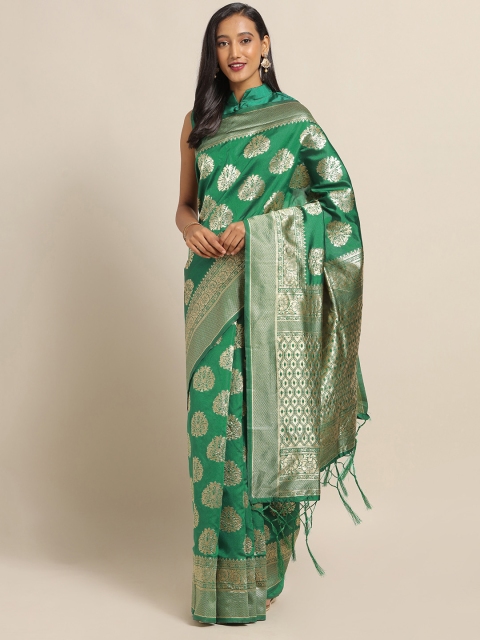 

Saree mall Green & Gold-Coloured Silk Blend Printed Banarasi Saree