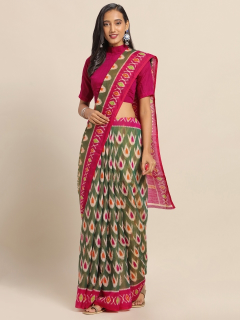 

Saree mall Green & Pink Cotton Blend Printed Saree