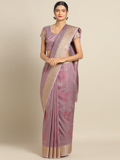 

Saree mall Mauve Silk Blend Woven Design Banarasi Saree