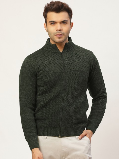 

Pierre Carlo Men Green Self Design Cardigan