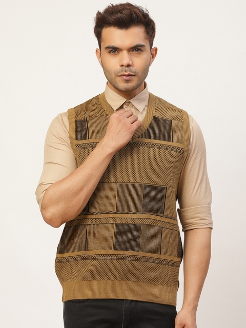 

Pierre Carlo Men Brown Self Design Sweater Vest