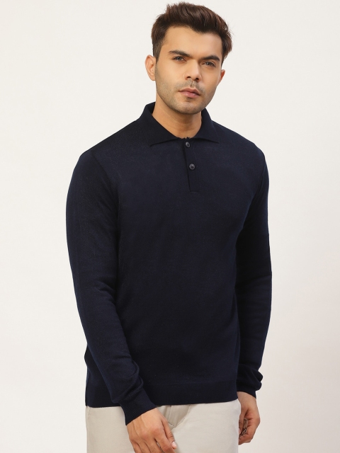 

Pierre Carlo Men Navy Blue Solid Pullover Sweater