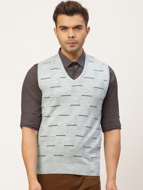 

Pierre Carlo Men Blue Self Design Sweater Vest