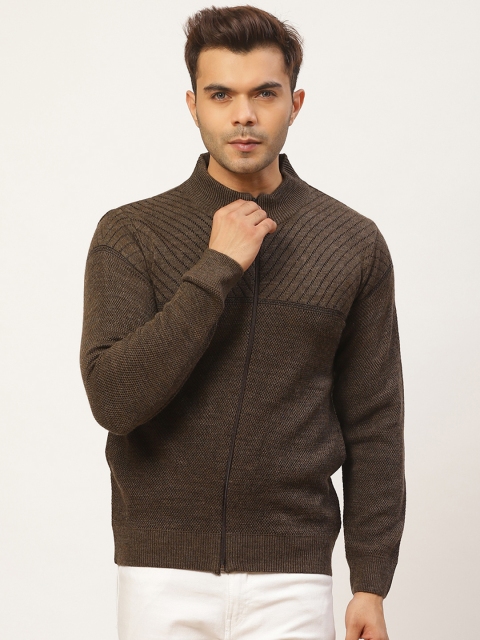 

Pierre Carlo Men Brown Self Design Cardigan